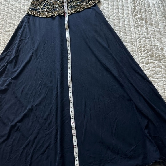 Pisarro nights blue navy and Gold Beaded Dress size 4 - Picture 3 of 16